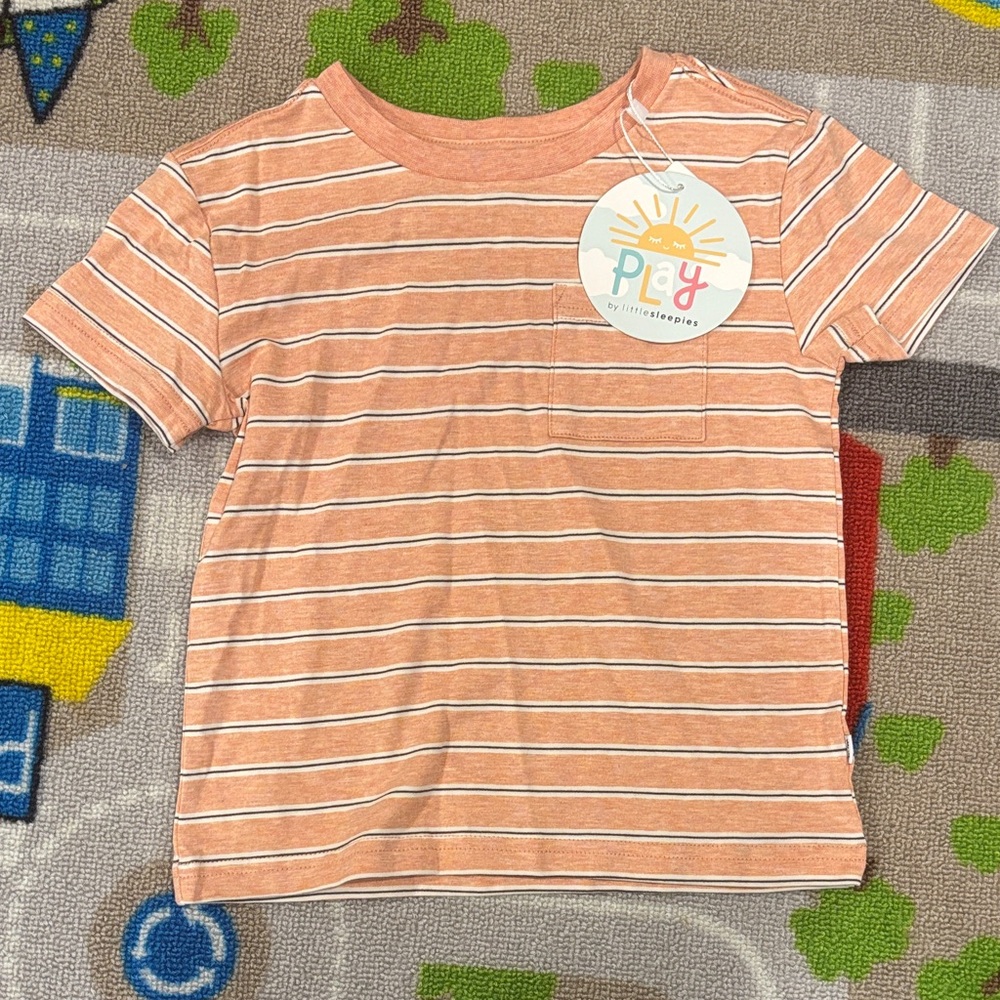 Little Sleepies Peach Striped Short Sleeve Tshirt